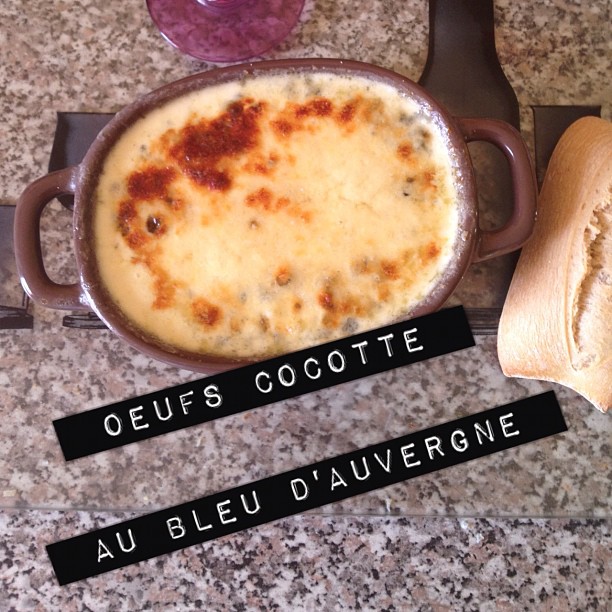 Œufs cocotte au bleu d&rsquo;Auvergne