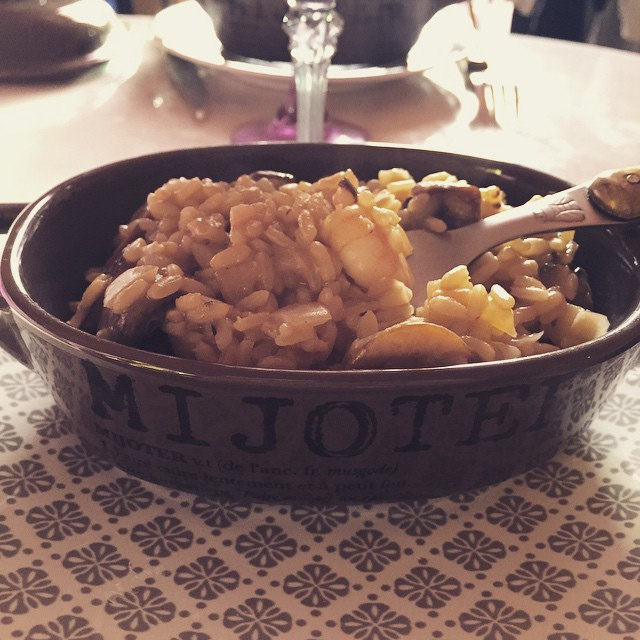 Risotto champignons, crevettes et chorizo