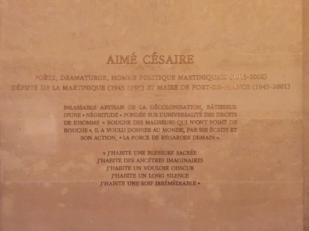 Plaque hommage à Aimé Césaire
