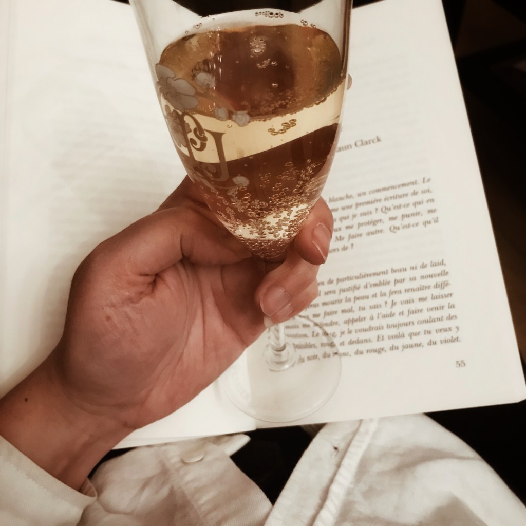 reading with champagne