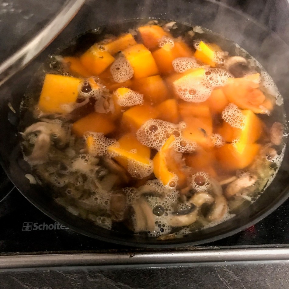 Velouté de courge butternut et champignons