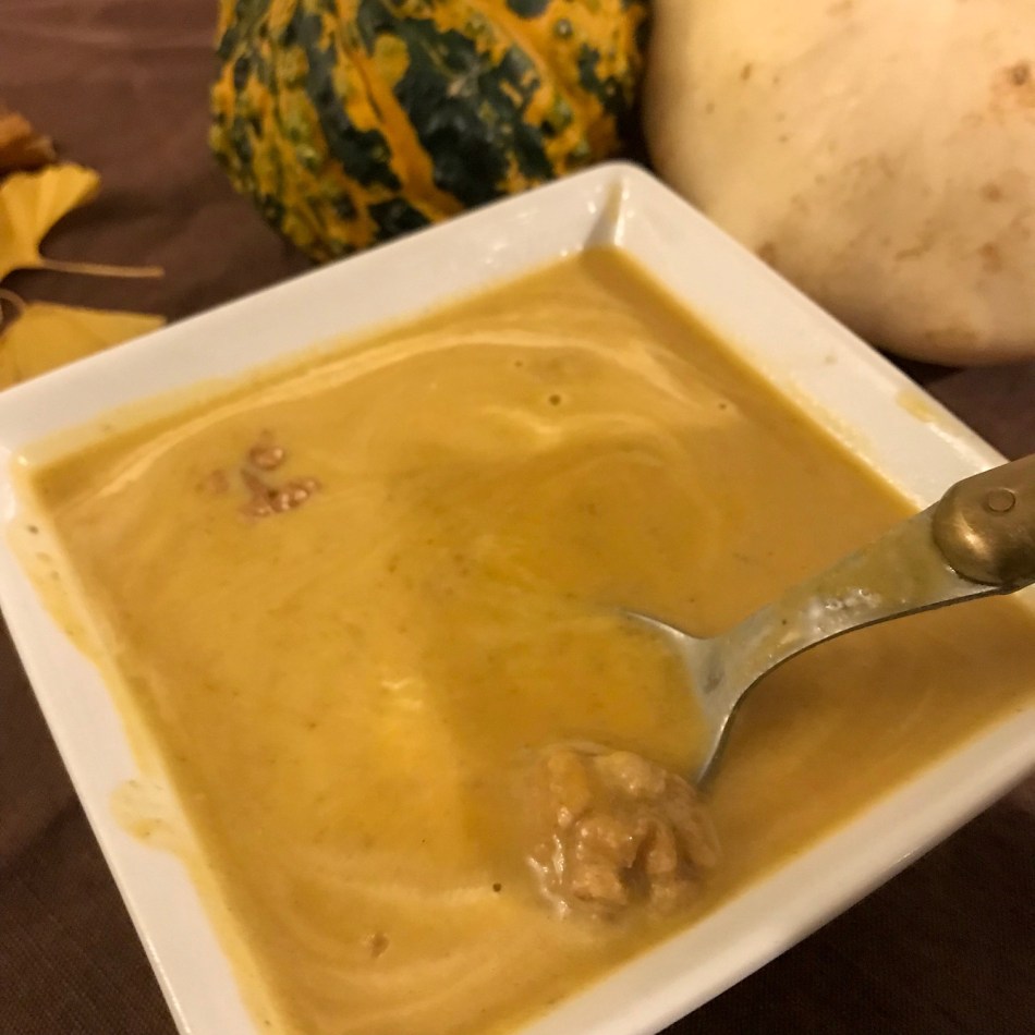 Velouté de courge butternut et champignons