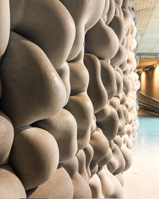 Mur en relief formant comme des coussins